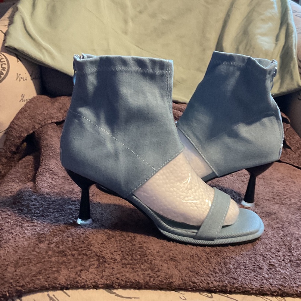 Chic Sky Blue Women's Heeled Booties